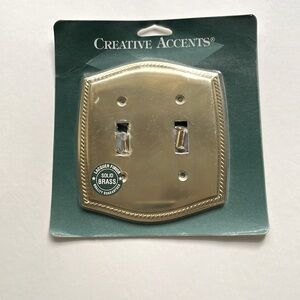 2 toggle wallplate solid brass, lacquer Finish, rope design trim